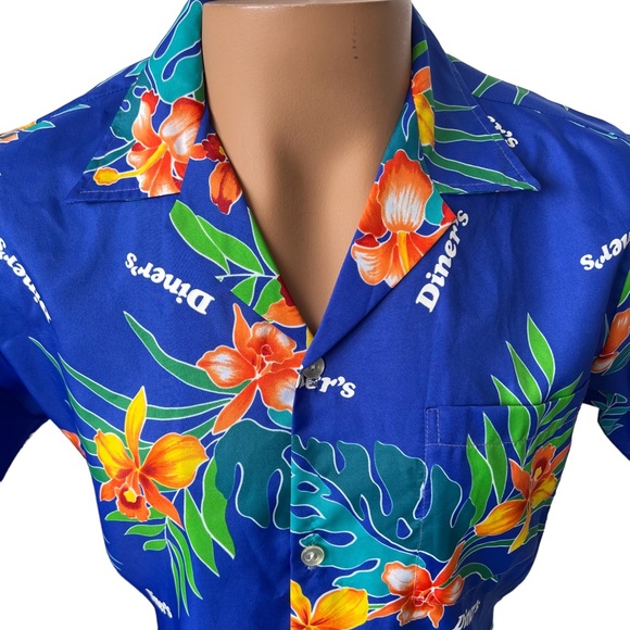 Vintage Hawaiian shirt Diners Restaurant 70’s polyester medium Novelty - Picture 2 of 5